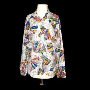 Vintage Pierre Cardin Button Front 1970's Retro Colorful Geometric Avant-Garde